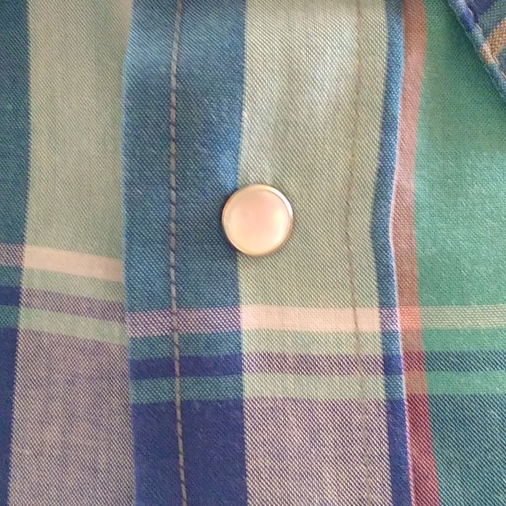 Men's Vintage Extra-Long Ruddock Shirts Plaid Snap Short Sleeve Western Shirt - Picture 4 of 5